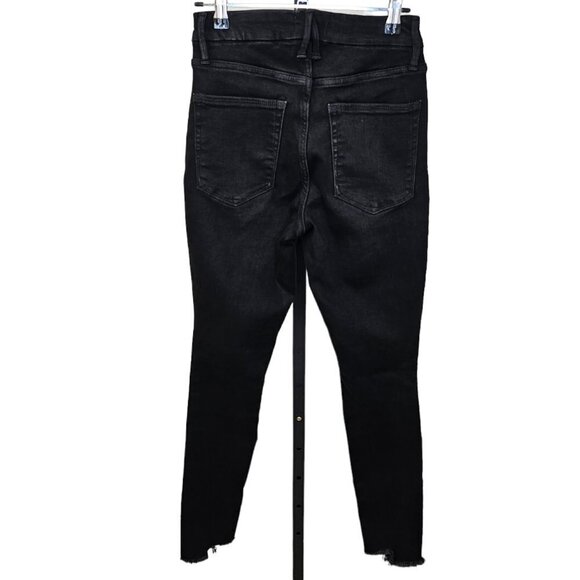 Good American Womens Good Legs Stiletto Black Skinny  Jeans Raw Edge Hem Size 4 - Picture 3 of 9